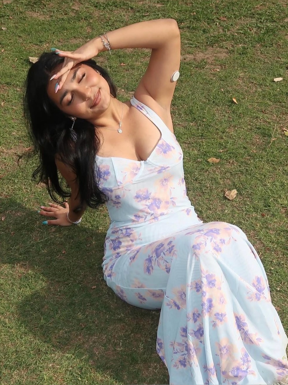 Peppermayo Charity Bustier Floral Maxi Dress in Blue